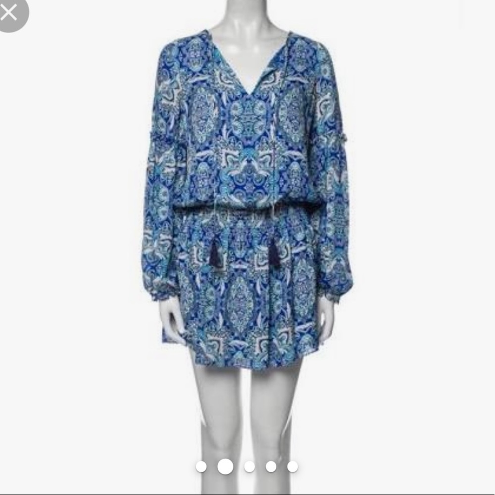 Parker Blue Paisley Smocked Dress Small